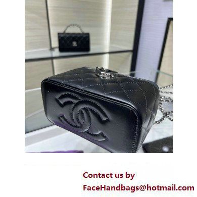 chanel Shiny Crumpled Calfskin, Strass  &  Ruthenium-Finish Metal Clutch with Chain AP3593 black 2023